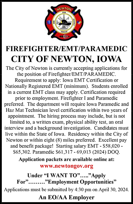 City of Newton IA 2024 Firefighter Ad.pub