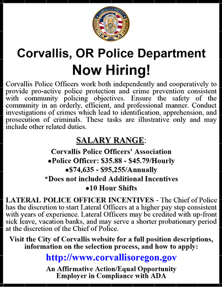 Corvallis Police Department Ad New 2023-24
