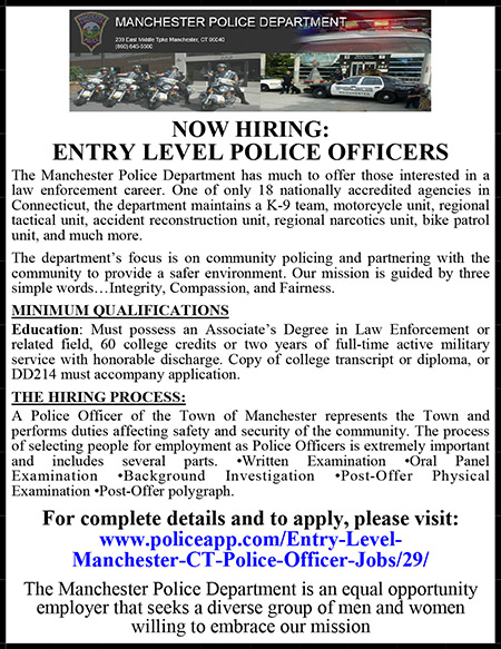 Manchester CT Police Ad Copy