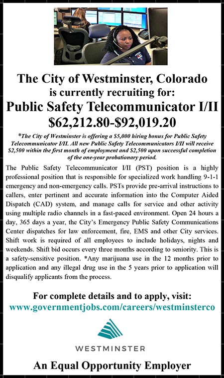 City of Westminster 911-Telecommunicator Ad 08.07