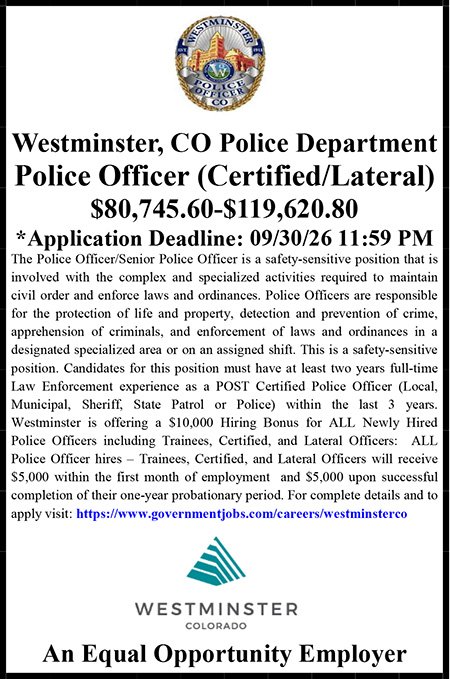 Westminster CO Lateral Police Ad.pub