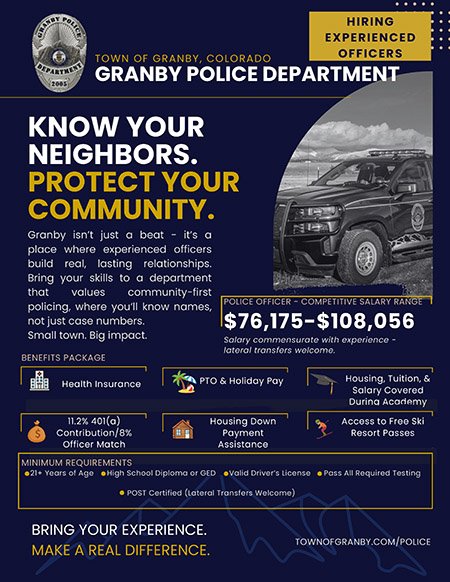 Granby PD Hiring Flyer - Experienced