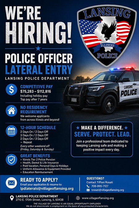 Lansing IL Lateral Police Ad 08.31.26