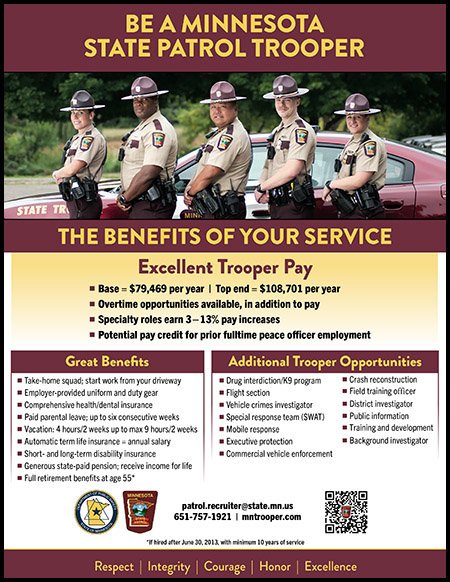 Minnesota State Patrol Benefits Offered for Employment