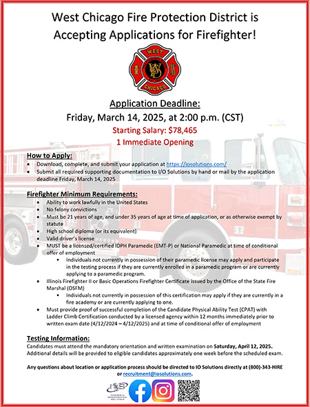 West Chicago Fire Protection District Ad 02.03