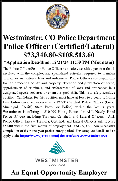 Westminster CO Lateral Police Ad.pub