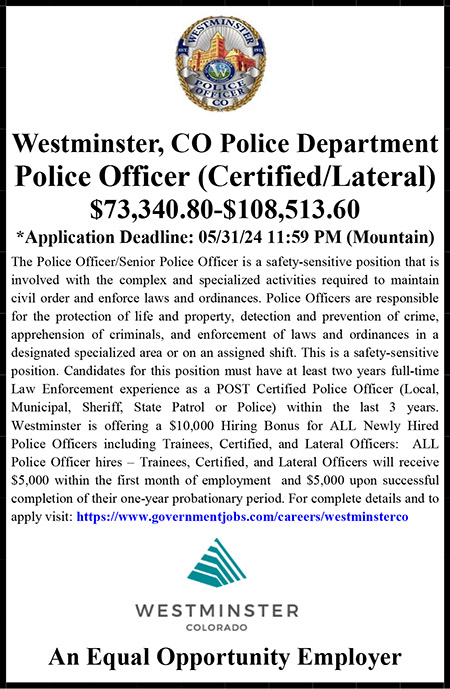Westminster CO Lateral Police Ad.pub