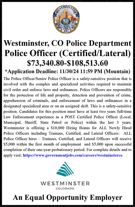 Westminster CO Lateral Police Ad.pub