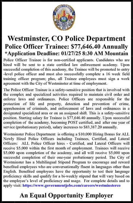 Westminster CO Police Trainee Ad.pub