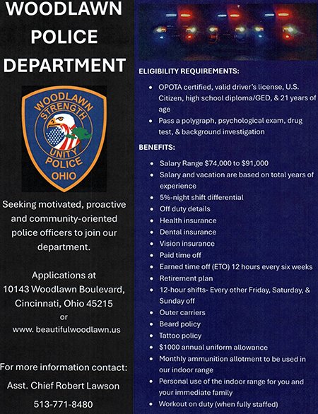 Woodlawn OH Police 2026 Ad 2